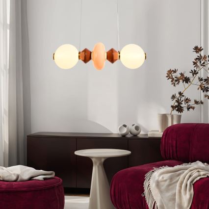 LED-Pendelleuchte an Drahtseil FLORES LED/15W/230V gold/orange/braun