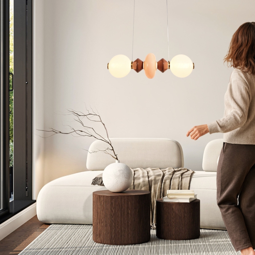 LED-Pendelleuchte an Drahtseil FLORES LED/15W/230V gold/orange/braun