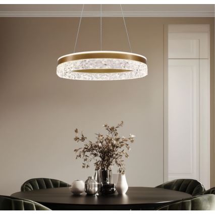 LED-Pendelleuchte an Drahtseil FROZI LED/32W/230V Ø 50 cm goldfarben