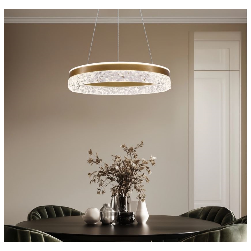LED-Pendelleuchte an Drahtseil FROZI LED/32W/230V Ø 50 cm goldfarben