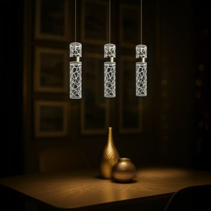 LED-Pendelleuchte an Drahtseil LAGOS LED/8W/230V, goldfarben