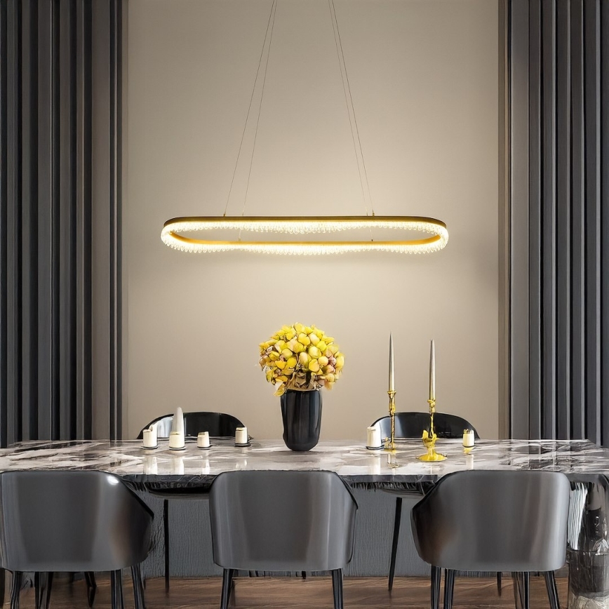 LED-Pendelleuchte an Drahtseil LED/45W/230V, goldfarben