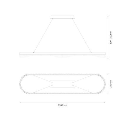 LED-Pendelleuchte an Drahtseil LED/45W/230V, goldfarben