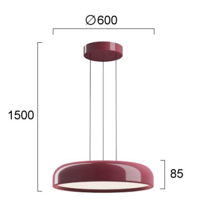 LED-Pendelleuchte an Kabel ALENSA LED/60W/230V CRI 94 rot