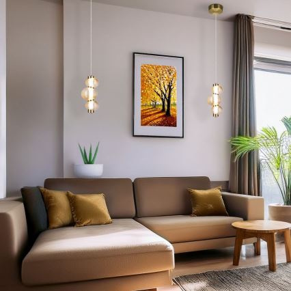 LED-Pendelleuchte an Kabel BOLLA LED/12W/230V Ø 16 cm gold/rauchbeige