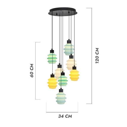 LED-Pendelleuchte an Kabel CACTUS 8xLED/2,8W/230V 3000K grün/gelb/weiß