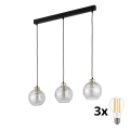 LED-Pendelleuchte an Kabel DEVI 3xE27/15W/230V schwarz/klar