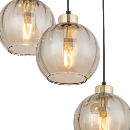 LED-Pendelleuchte an Kabel DEVI 3xE27/15W/230V schwarz/rauchbeige