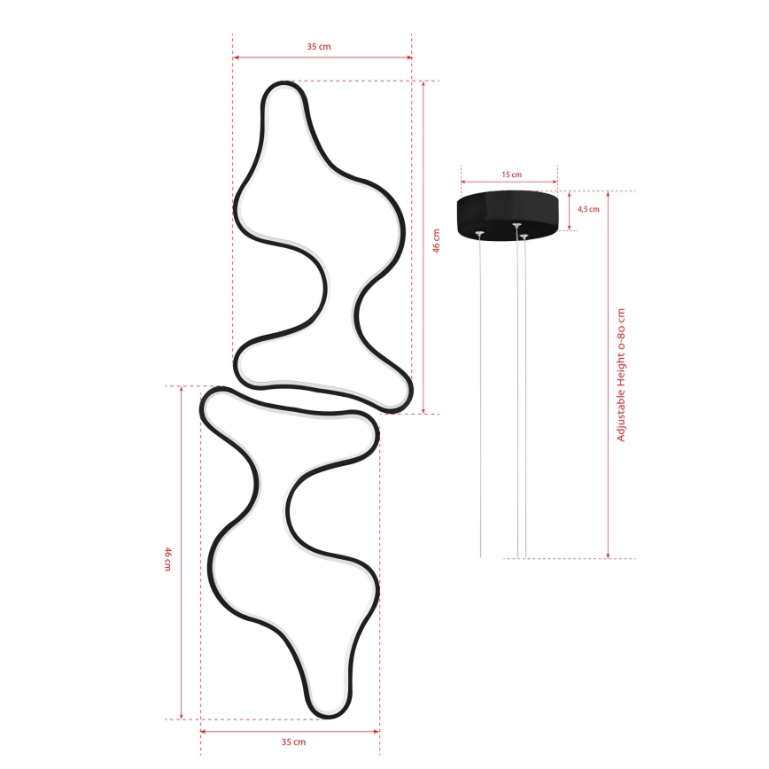 LED-Pendelleuchte an Kabel DUPLE ARTISAN LED/80W/230V 6500K schwarz