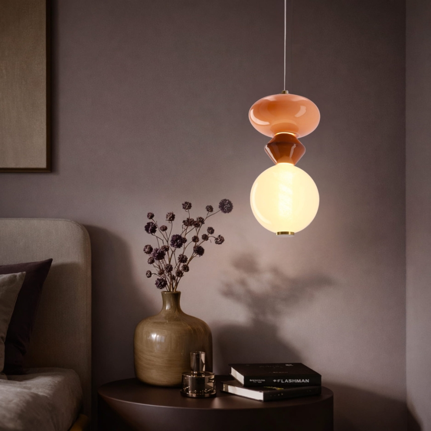 LED-Pendelleuchte an Kabel FLORES LED/10W/230V gold/orange/braun