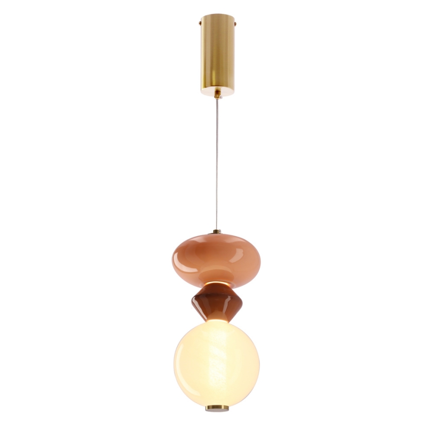 LED-Pendelleuchte an Kabel FLORES LED/10W/230V gold/orange/braun