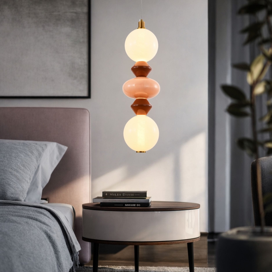 LED-Pendelleuchte an Kabel FLORES LED/15W/230V gold/orange/braun