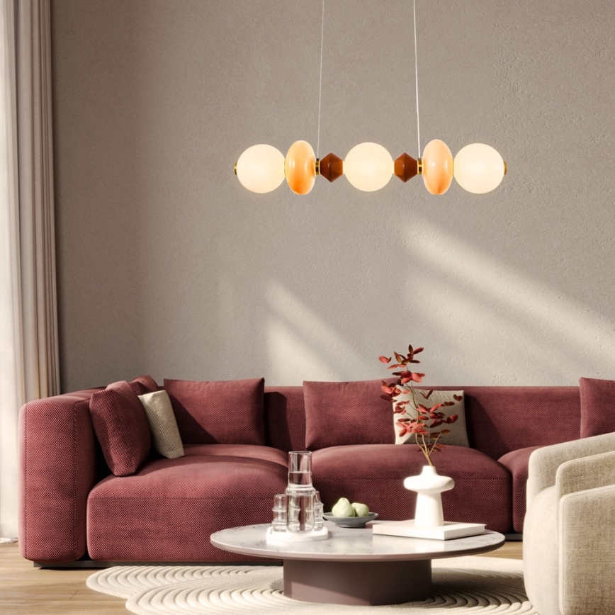 LED-Pendelleuchte an Kabel FLORES LED/20W/230V Gold/Orange/Braun