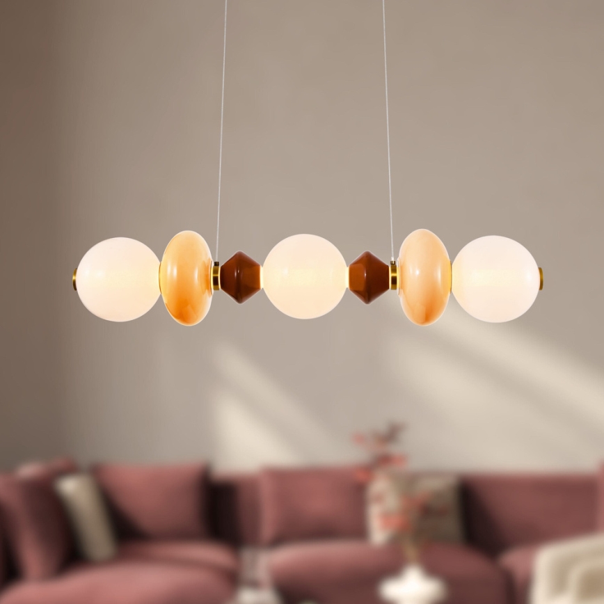 LED-Pendelleuchte an Kabel FLORES LED/20W/230V Gold/Orange/Braun