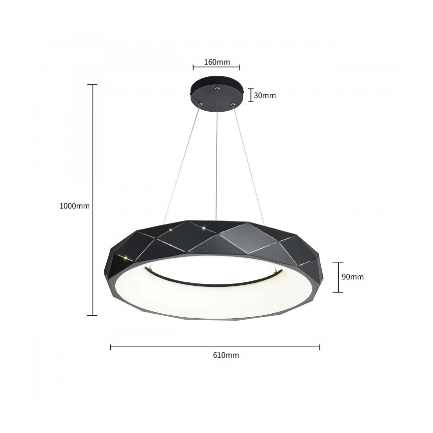 LED-Pendelleuchte an Kabel REUS LED/36W/230V 4000K Ø 61 cm schwarz