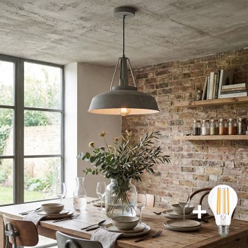 LED-Pendelleuchte an Kabel RYAN 1xE27/60W/230V grau