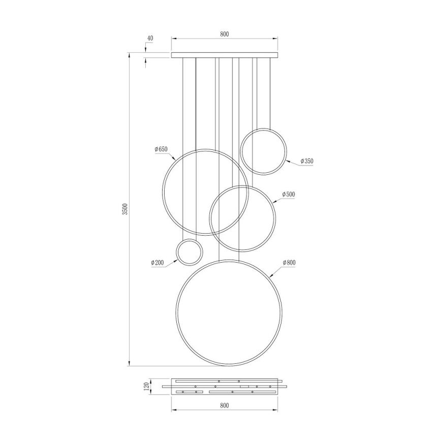 LED-Pendelleuchte an Kabel SATURNO LED/100W/230V goldfarben