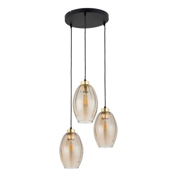 LED-Pendelleuchte an Kabel SEBO 3xE27/15W/230V schwarz/rauchbeige