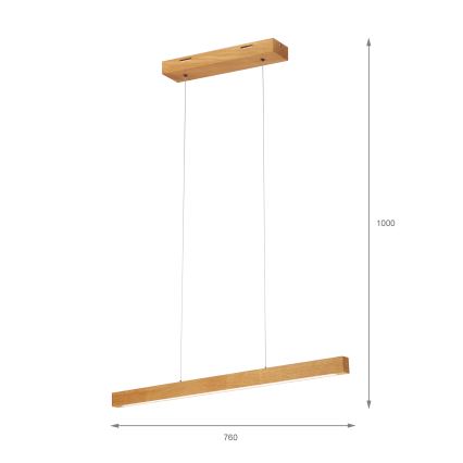 LED-Pendelleuchte an Kabel VERDE, 18 W, 230 V, 3000 K, 76 cm, Eiche