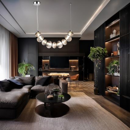 LED-Pendelleuchte an Seil BOLLA LED/36W/230V hochglanzchrom/rauchgrau