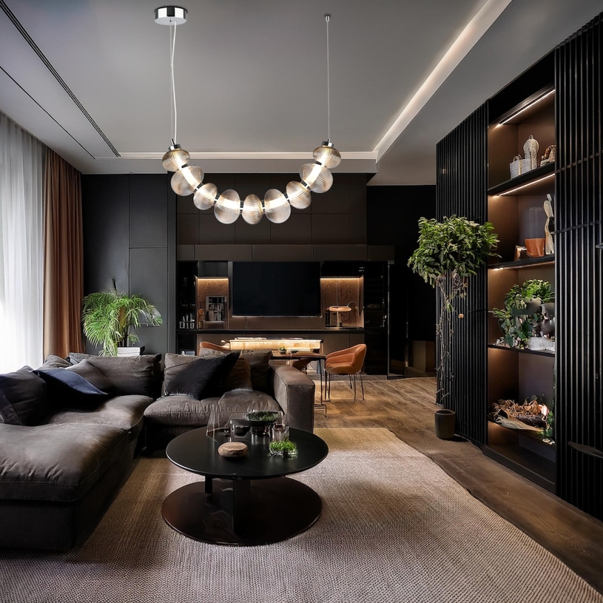 LED-Pendelleuchte an Seil BOLLA LED/36W/230V hochglanzchrom/rauchgrau