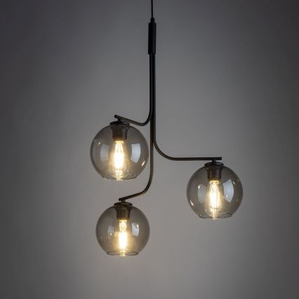 LED-Pendelleuchte an Seil CESAR 3xE27/15W/230V schwarz/rauchgrau