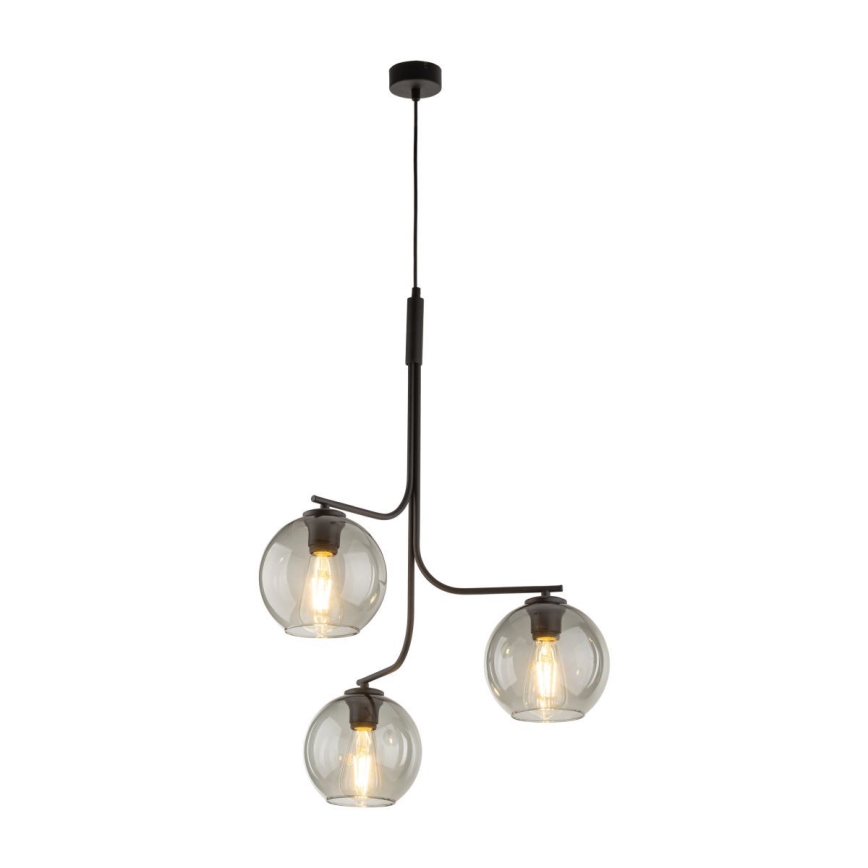 LED-Pendelleuchte an Seil CESAR 3xE27/15W/230V schwarz/rauchgrau