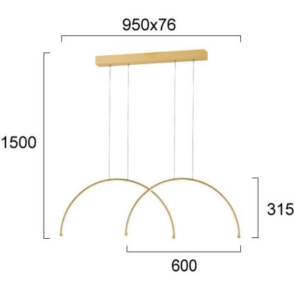 LED-Pendelleuchte an Seil MEGAN LED/39W/230V gold