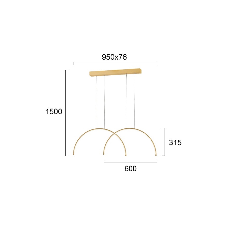 LED-Pendelleuchte an Seil MEGAN LED/39W/230V gold