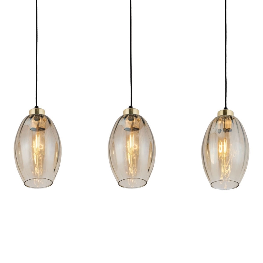 LED-Pendelleuchte an Seil SEBO 3xE27/15W/230V schwarz/rauchbeige