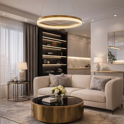 LED-Pendelleuchte an Stahlseil GALA LED/25W/230V Ø 50 cm Gold