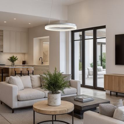 LED-Pendelleuchte an Stahlseil GALA LED/25W/230V Ø 50 cm silber