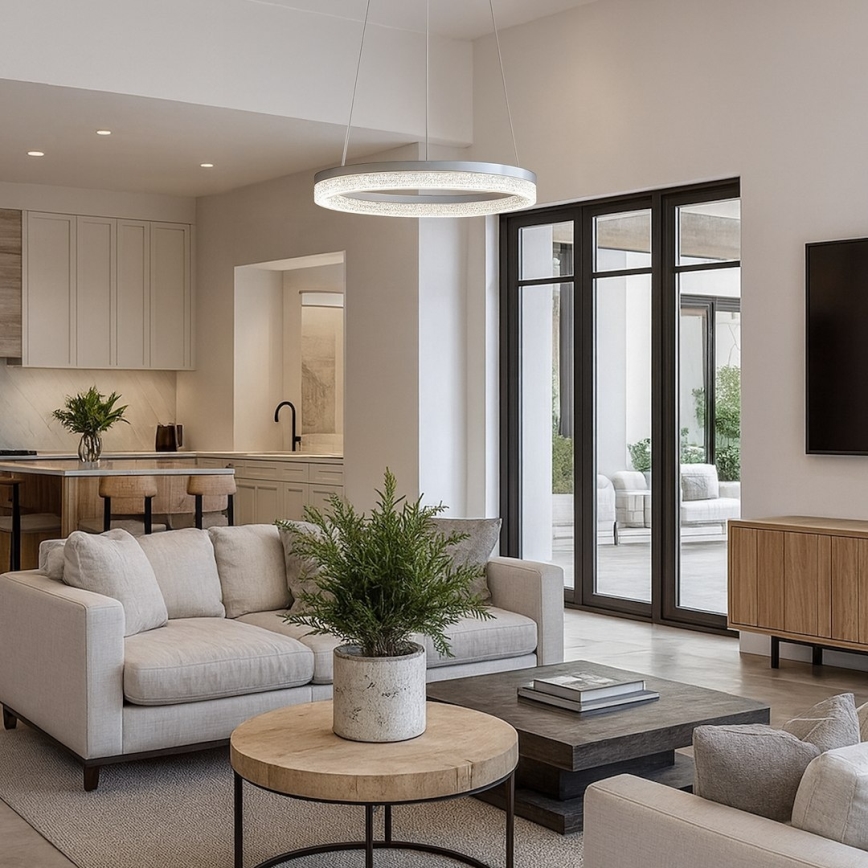 LED-Pendelleuchte an Stahlseil GALA LED/25W/230V Ø 50 cm silber