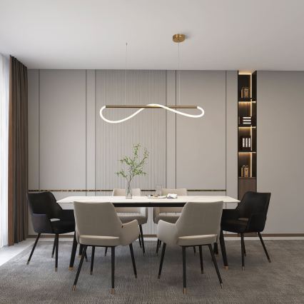LED-Pendelleuchte an Stahlseil MELECA LED/24W/230V 3000/4000/6000K 100 cm goldfarben