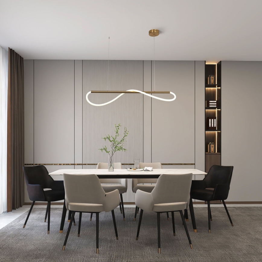 LED-Pendelleuchte an Stahlseil MELECA LED/24W/230V 3000/4000/6000K 100 cm goldfarben