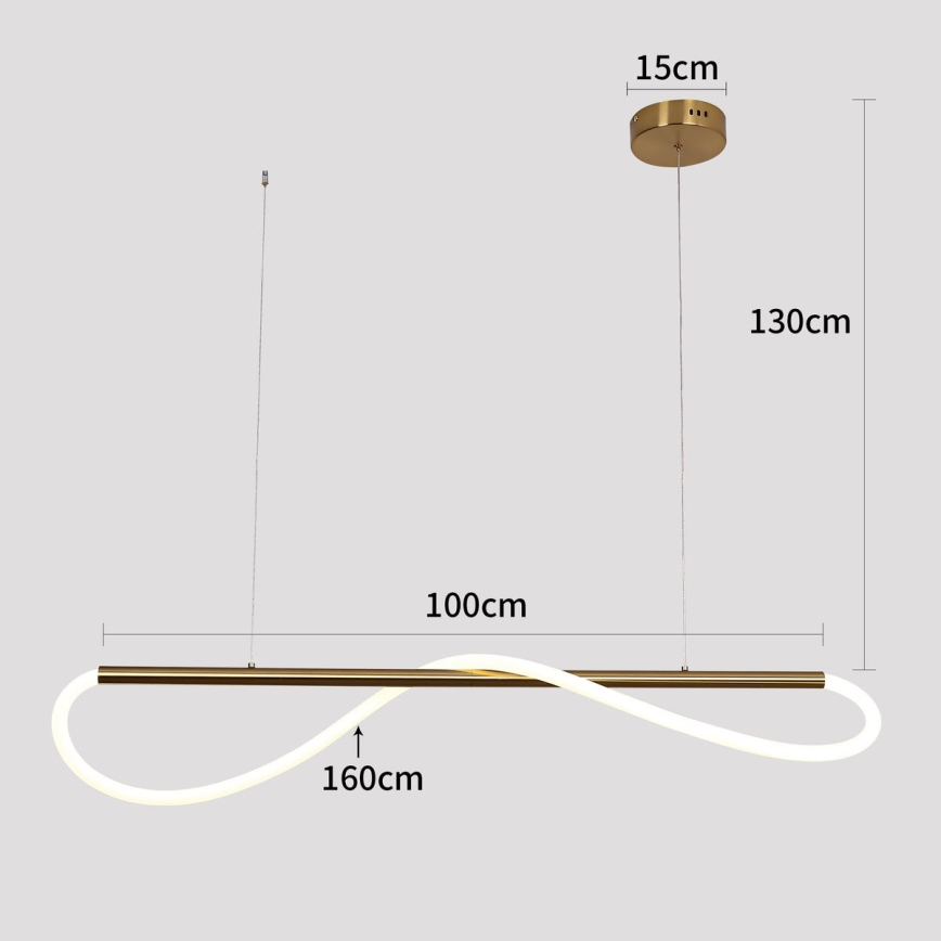 LED-Pendelleuchte an Stahlseil MELECA LED/24W/230V 3000/4000/6000K 100 cm goldfarben