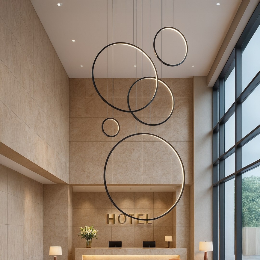 LED-Pendelleuchte an Stahlseil SATURNO LED/100W/230V schwarz