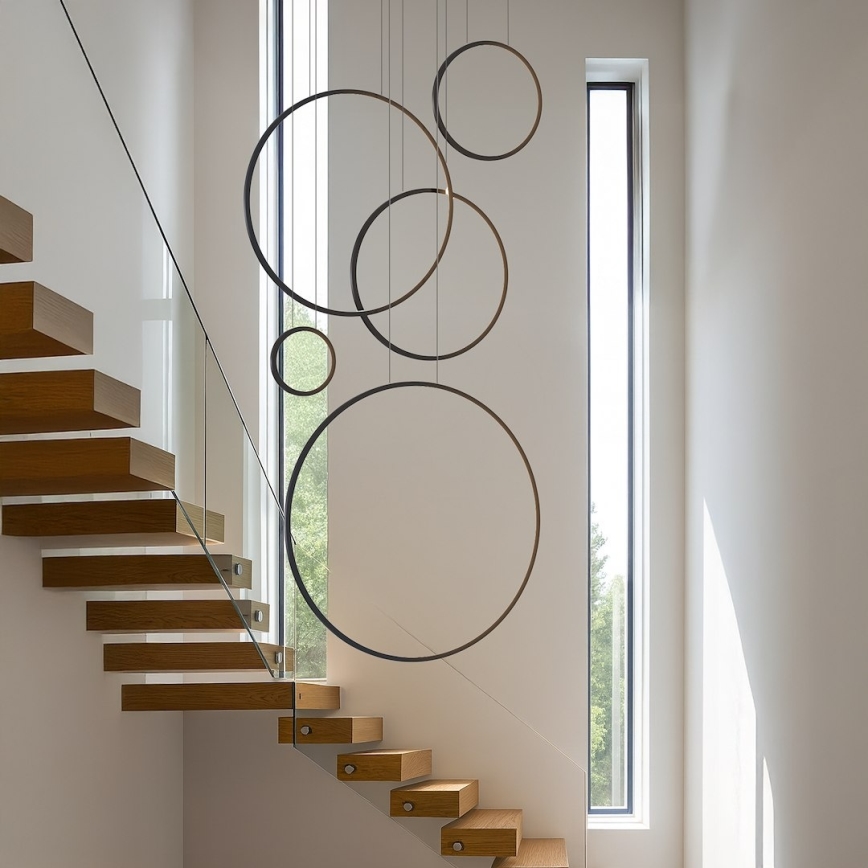 LED-Pendelleuchte an Stahlseil SATURNO LED/100W/230V schwarz