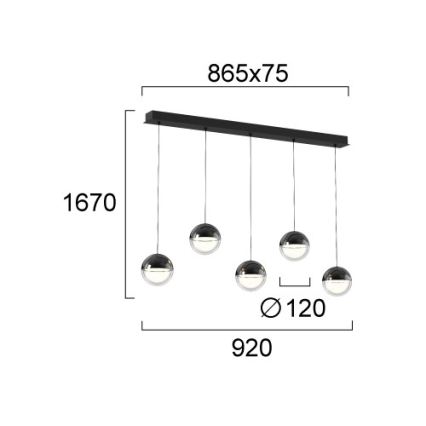 LED-Pendelleuchte an Stahlseil ZIREA LED/30W/230V schwarz
