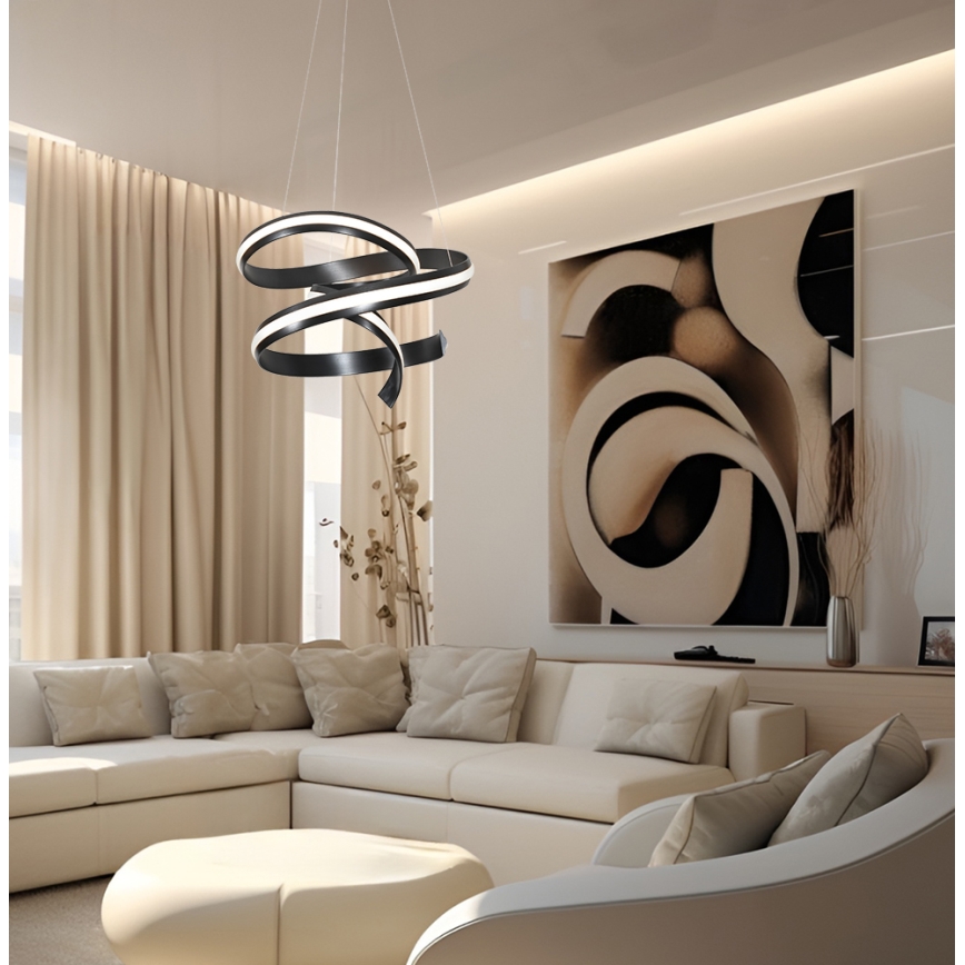 LED-Pendelleuchte AREZIA an Kabel LED/62W/230V, schwarz