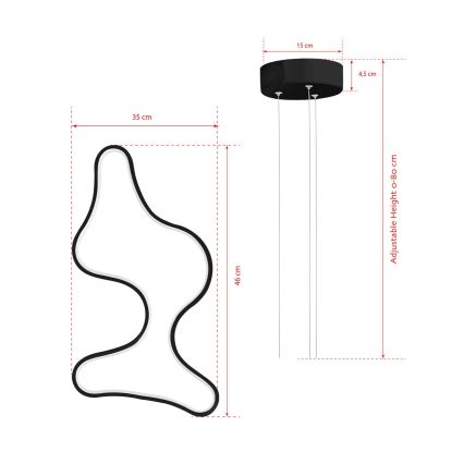 LED-Pendelleuchte ARTISAN an Kabel, 36 W, 230 V, 6500 K, schwarz