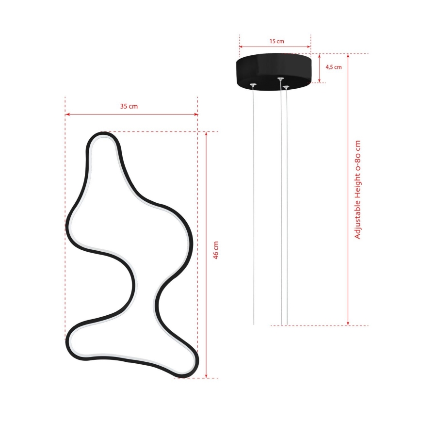 LED-Pendelleuchte ARTISAN an Kabel, 36 W, 230 V, 6500 K, schwarz