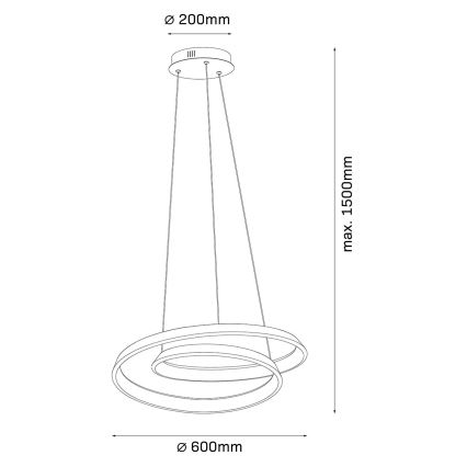 LED-Pendelleuchte GLOW an Kabel, 75 W, 230 V, 4000 K, Ø 60 cm, goldfarben