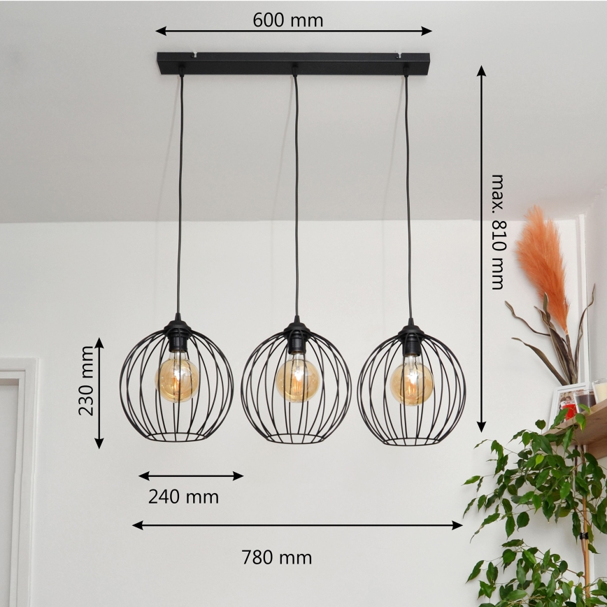 LED Kronleuchter an Kabel MERCURE 3xE27/15W/230V