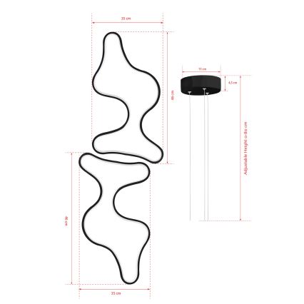 LED-Pendelleuchte mit Seilabhängung DUPLE ARTISAN LED/80W/230V 4000K, schwarz