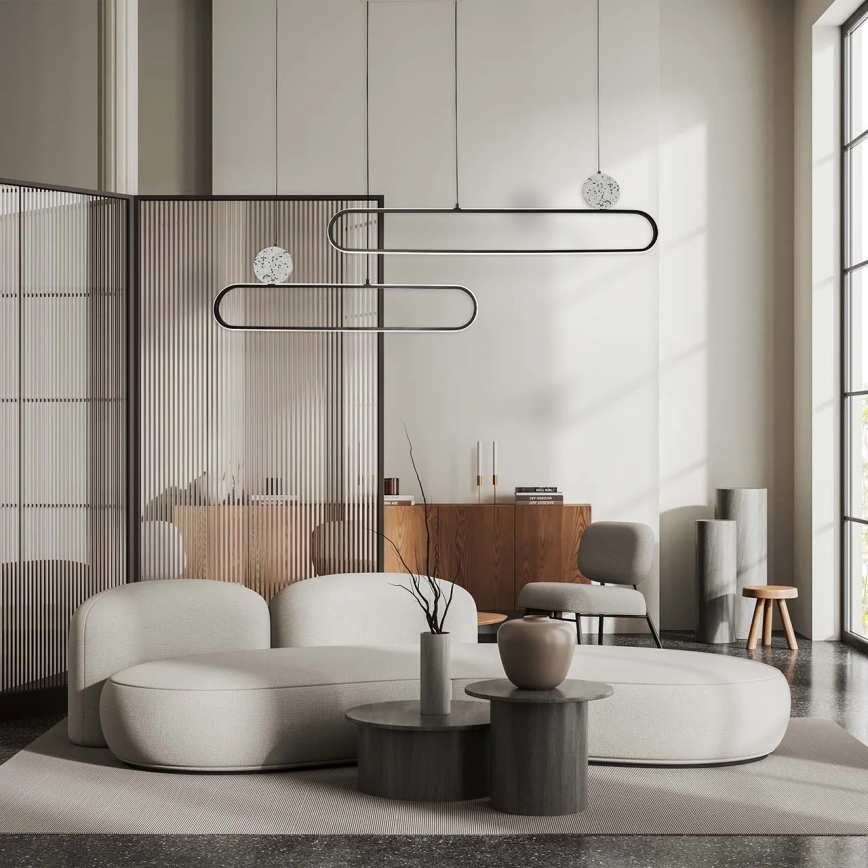 LED-Pendelleuchte mit Seilaufhängung FLORENTYNA LED/48W/230V 4000K schwarz/weiß