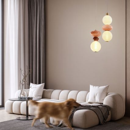 LED-Pendelleuchte mit Seilaufhängung FLORES LED/12W/230V Gold/Orange