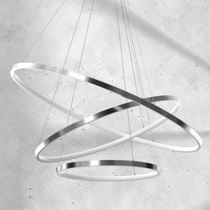 LED Kronleuchter an Kabel ROTONDA LED/93W/230V glänzender Chrom