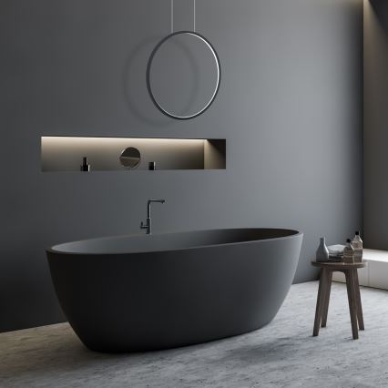 LED Kronleuchter an Kabel SATURNO LED/28W/230V Ø 50 cm IP44 Anthrazit