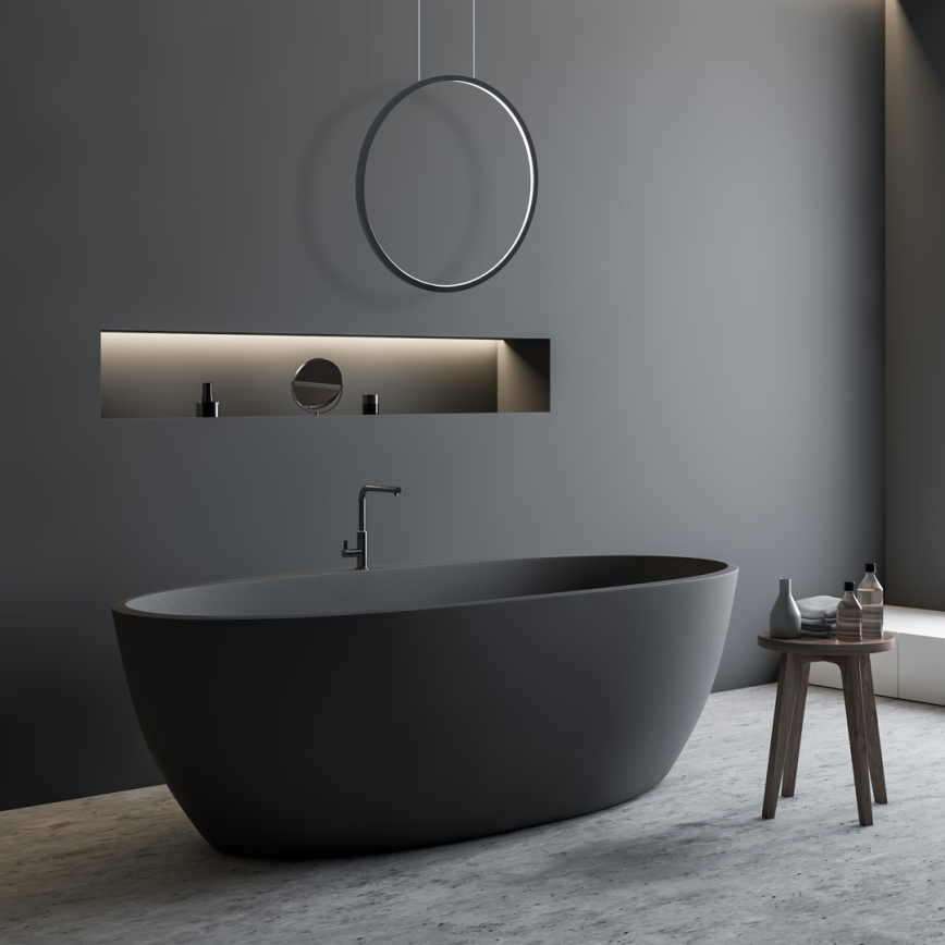 LED Kronleuchter an Kabel SATURNO LED/28W/230V Ø 50 cm IP44 Anthrazit